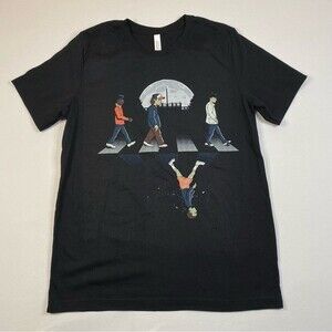 Stranger Things T-Shirt Women's Large Abbey‎ Road Crossing Upside Down Netflix